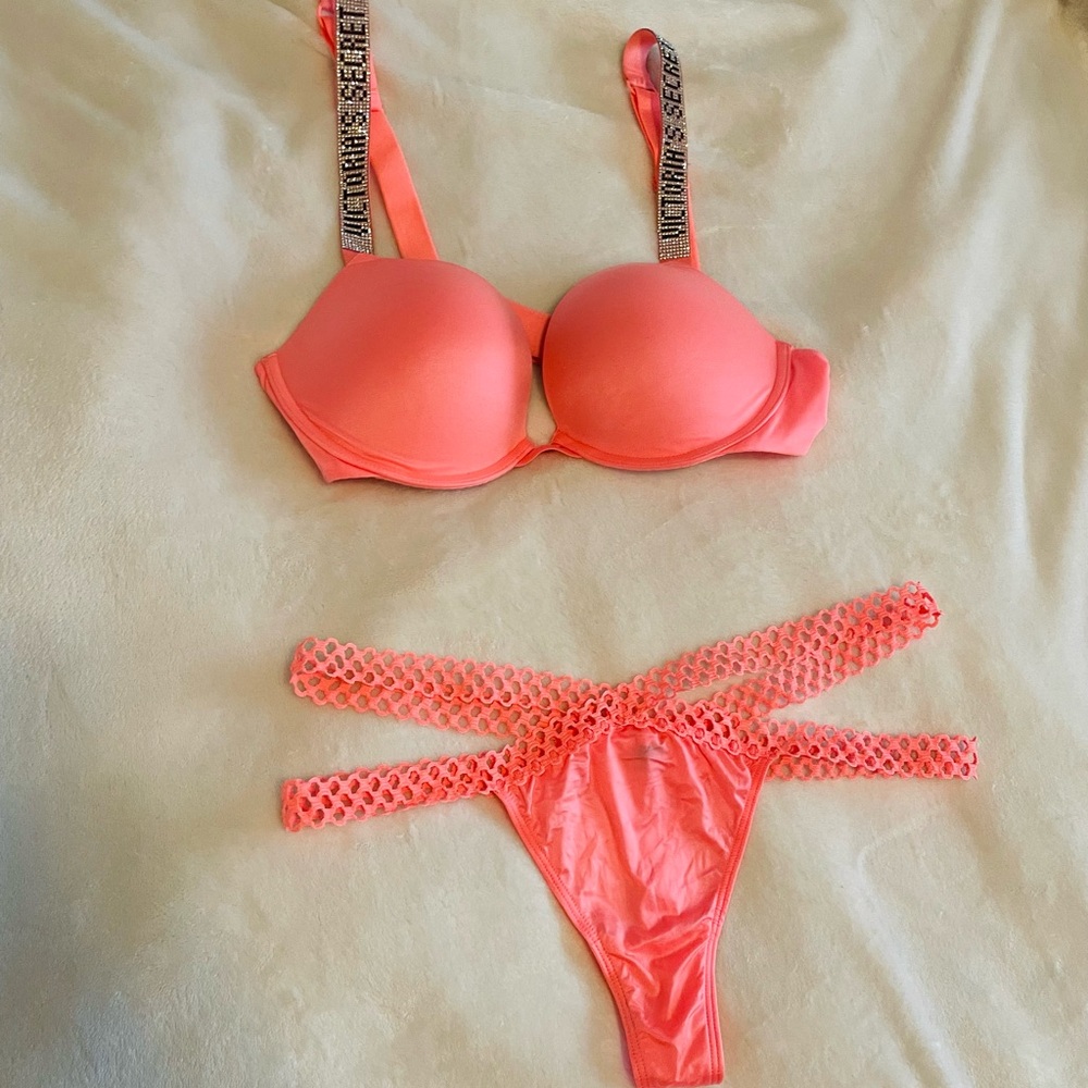 Hot Coral Victoria’s Secret Bra and panty set
